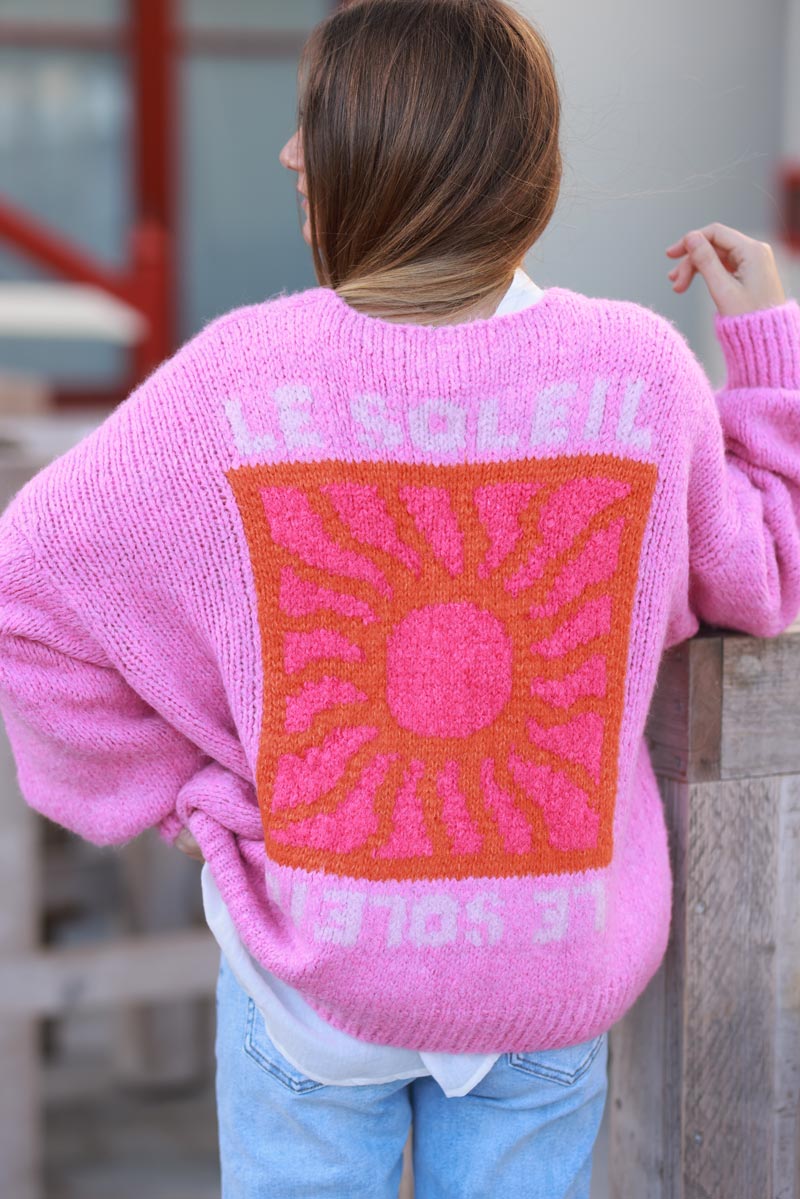 Pink Knit “Le Soleil” Cardigan Jumper