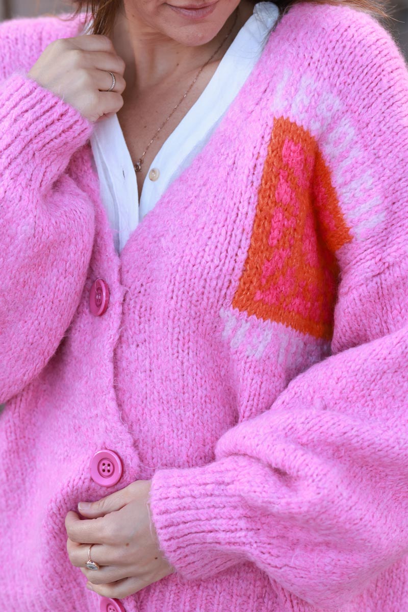 Pink Knit “Le Soleil” Cardigan Jumper