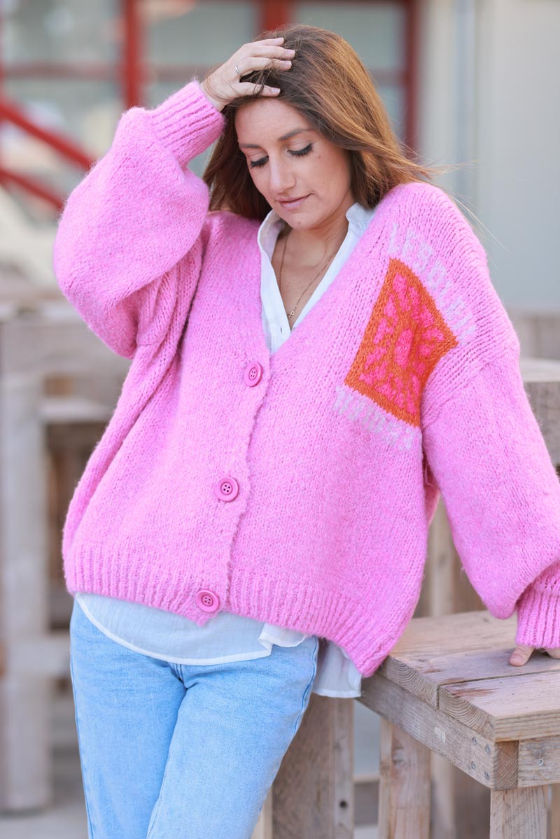 Pink Knit “Le Soleil” Cardigan Jumper