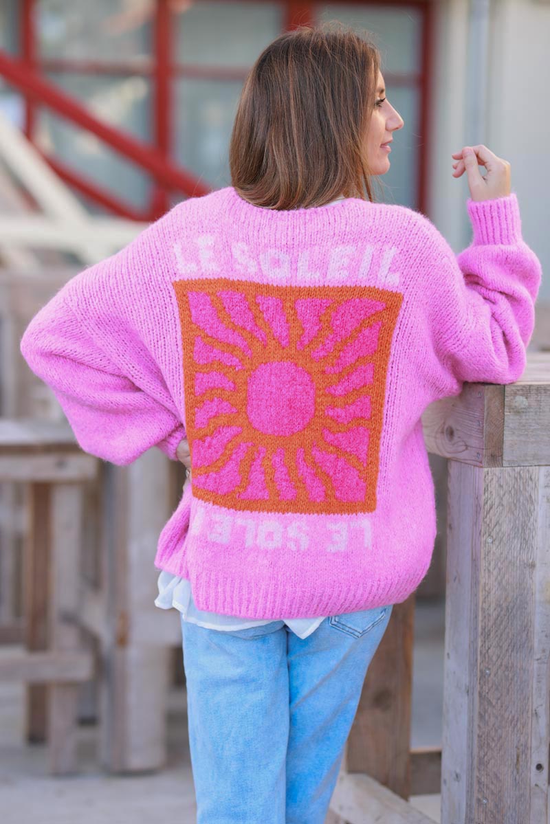 Pink Knit “Le Soleil” Cardigan Jumper