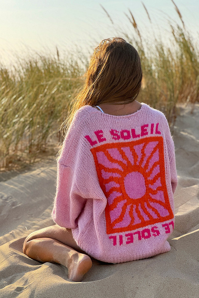 Light Pink Knit “Le Soleil” Cardigan Sweater