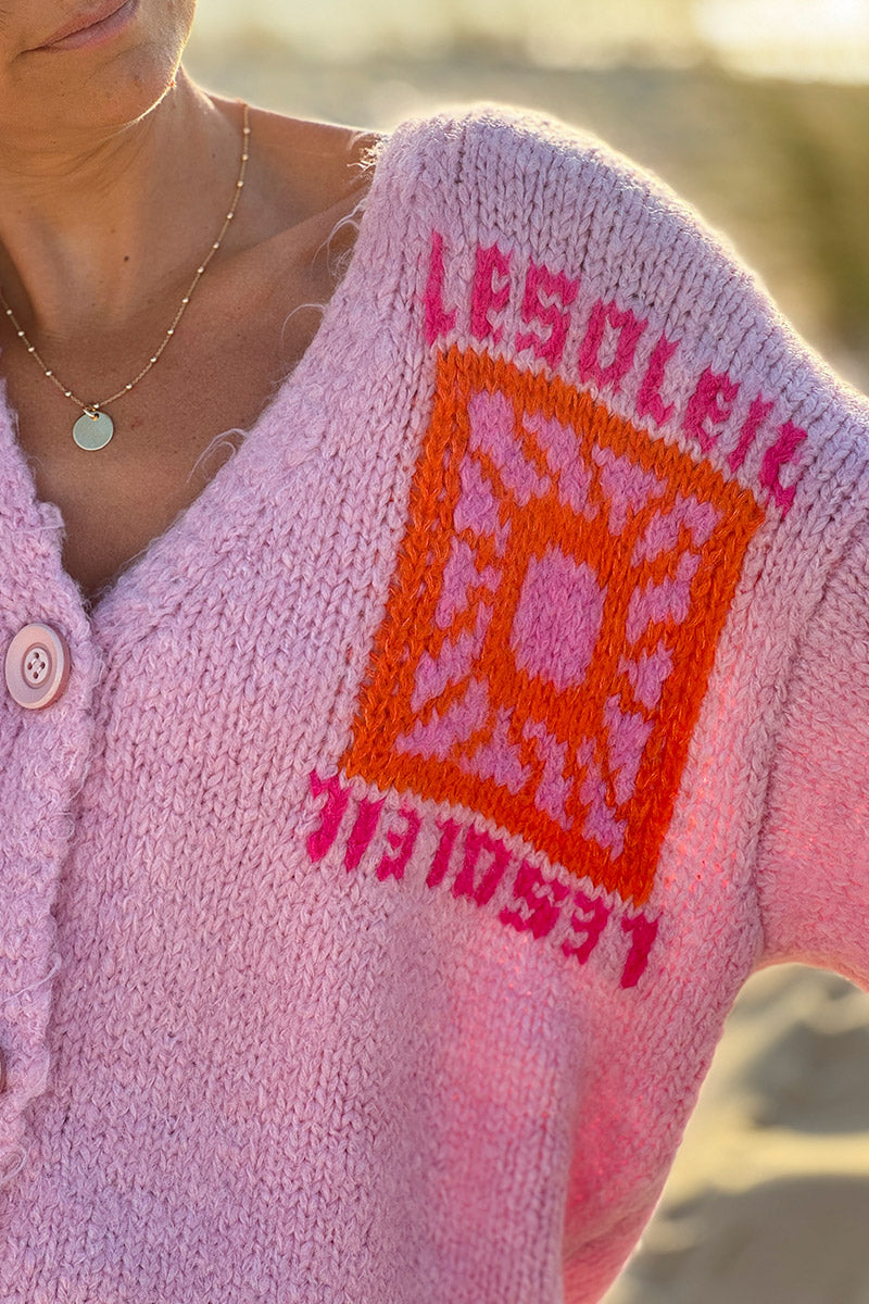 Light Pink Knit “Le Soleil” Cardigan Sweater