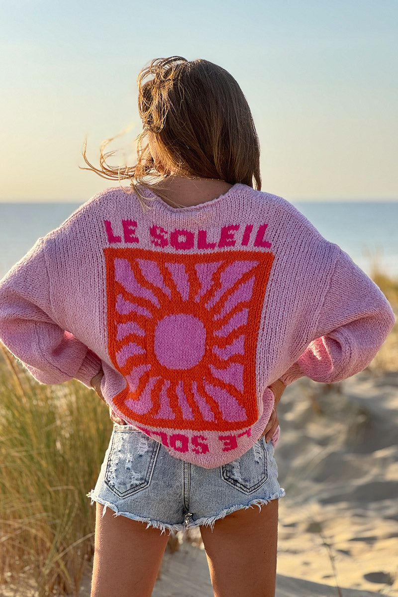 Light Pink Knit “Le Soleil” Cardigan Sweater
