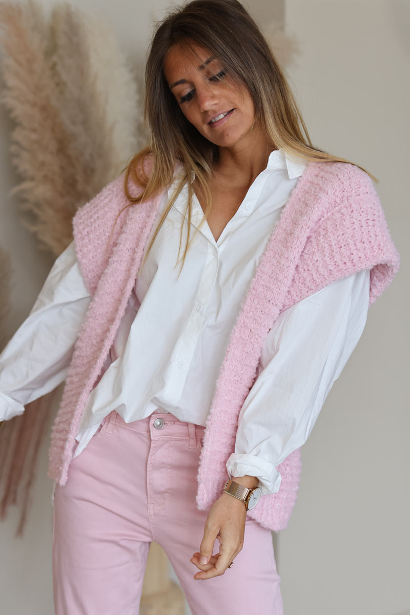 Pink shop sleeveless cardigan