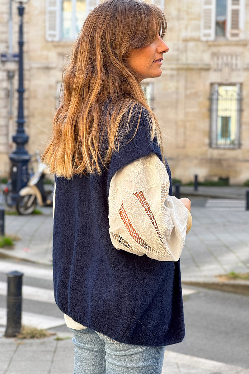 Navy Blue Mohair Sweater Vest