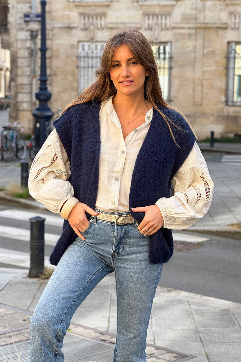 Navy Blue Mohair Sweater Vest