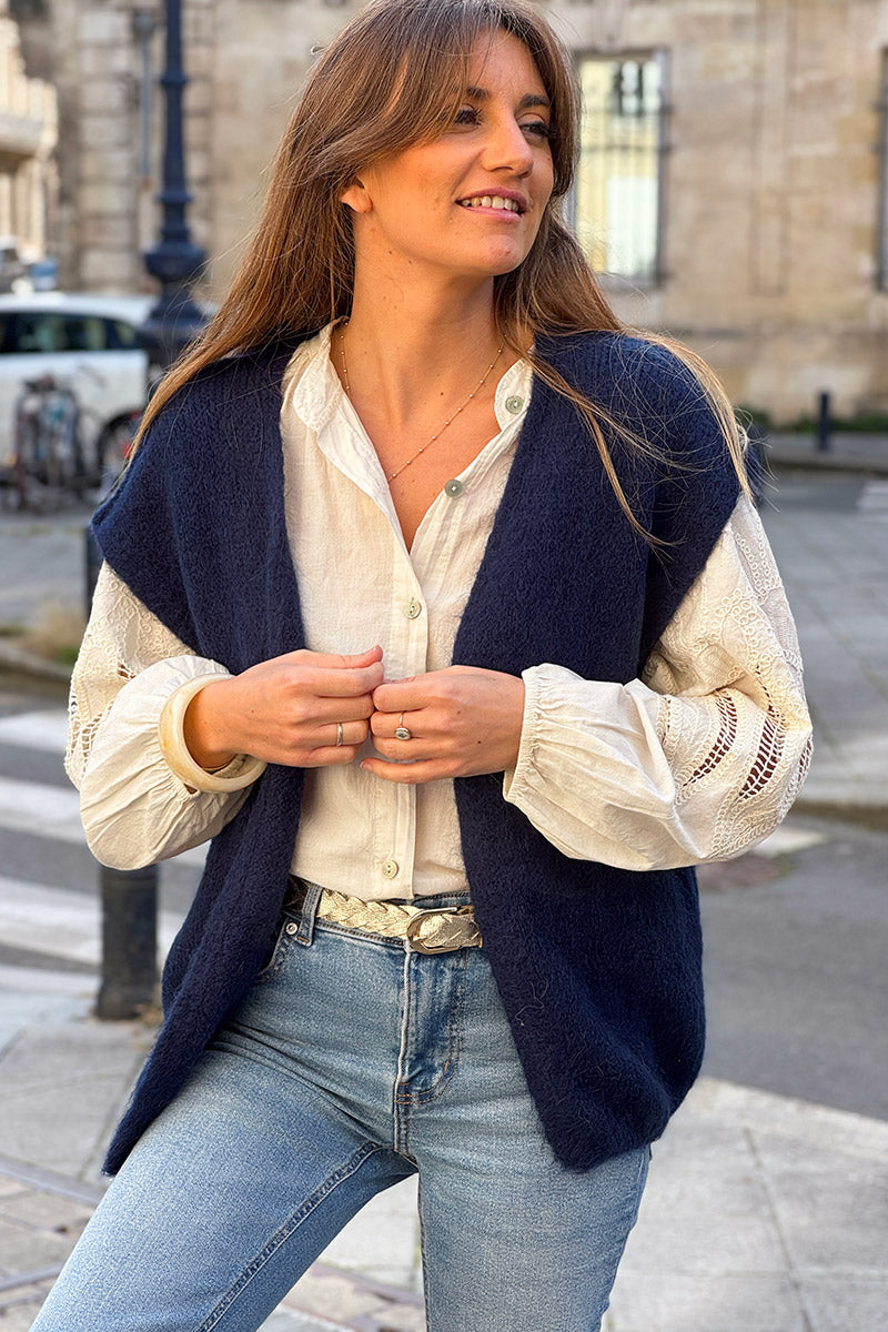 Navy Blue Mohair Sweater Vest