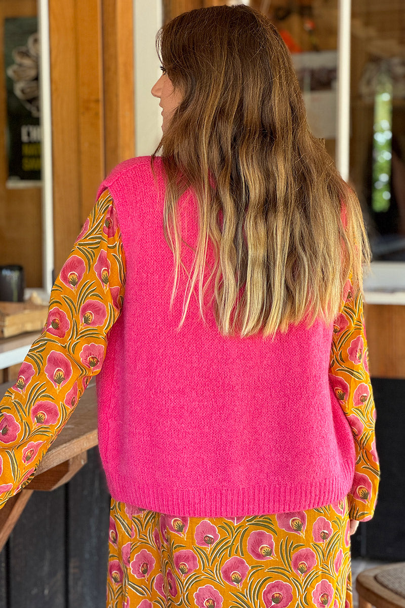 Fuchsia Soft Knit Wool Blend Vest