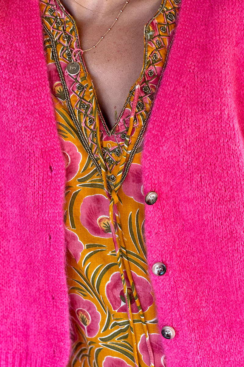 Fuchsia Soft Knit Wool Blend Vest