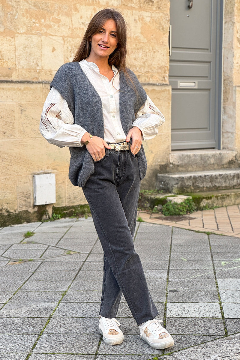 Gray Mohair Sweater Vest