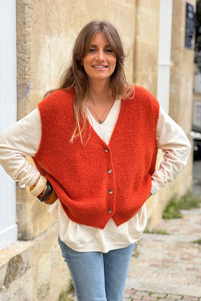 Terracotta Soft Knit Wool Blend Vest