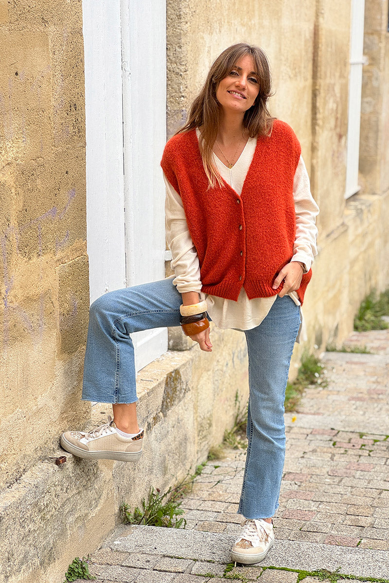 Terracotta Soft Knit Wool Blend Vest