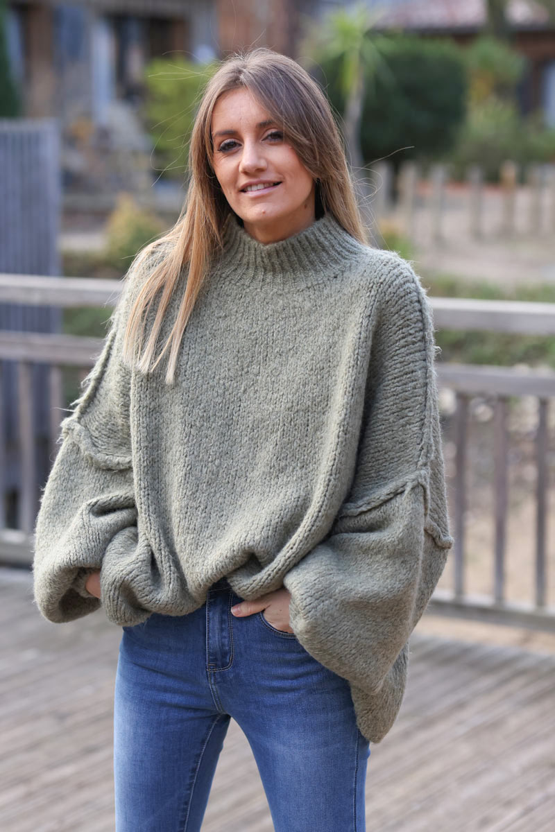 Gros-pull-large-kaki-d-ete-en-maille-chaude-couture-apparente-h315_1