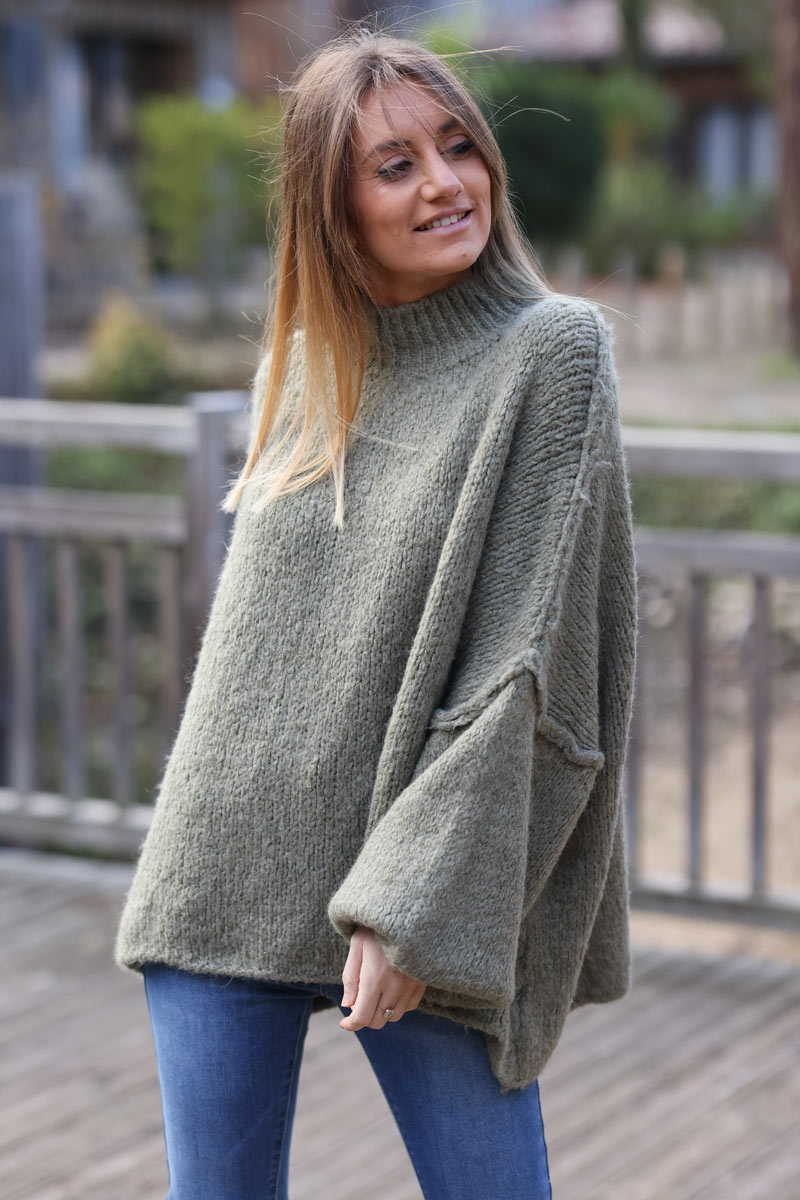 Gros-pull-large-kaki-d-ete-en-maille-chaude-couture-apparente-h315_5