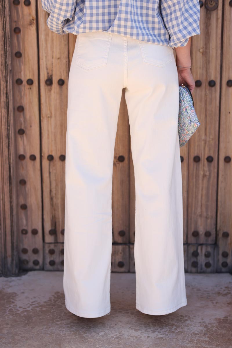 Jean blanc casse large avec petites poches G280 (1)