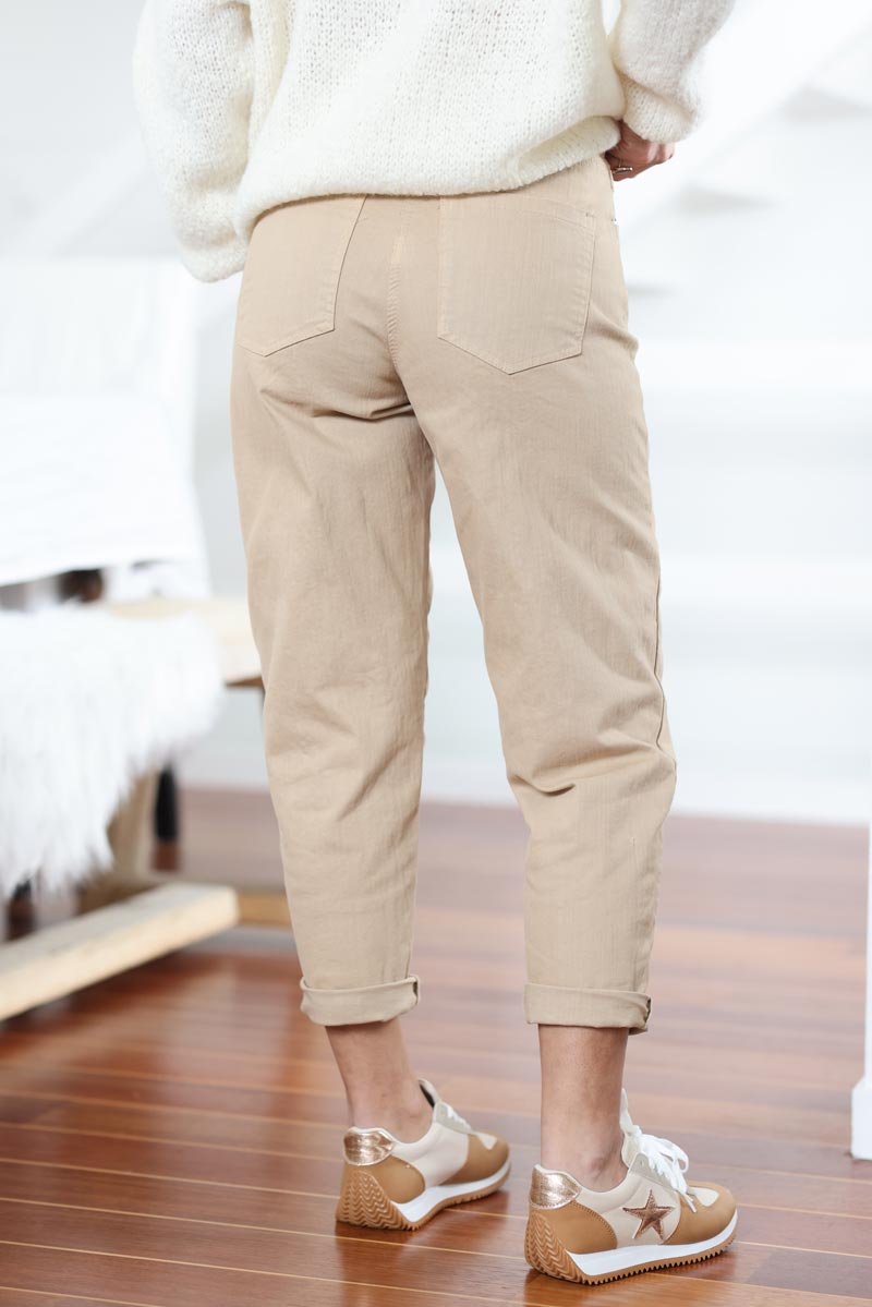 Jean camel taille haute coupe mom g011 (1)
