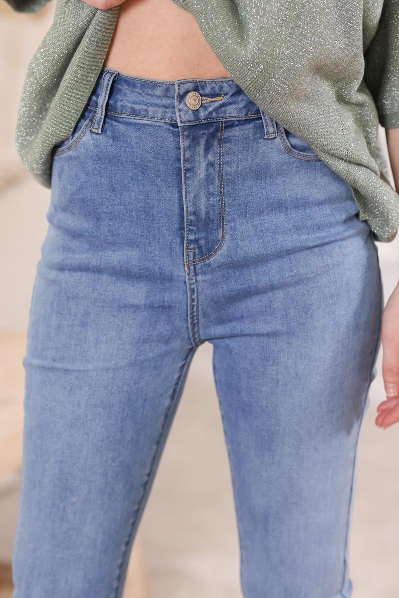 Jean coupe skinny taille haute delave clair h032 (1)