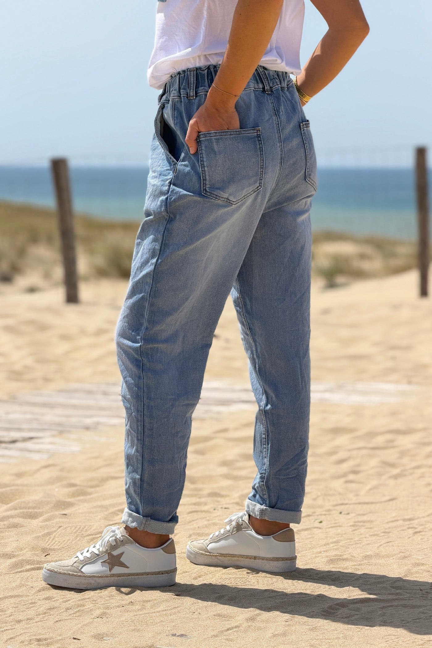 Chambray Deco Button Pull-On Vintage Jeans