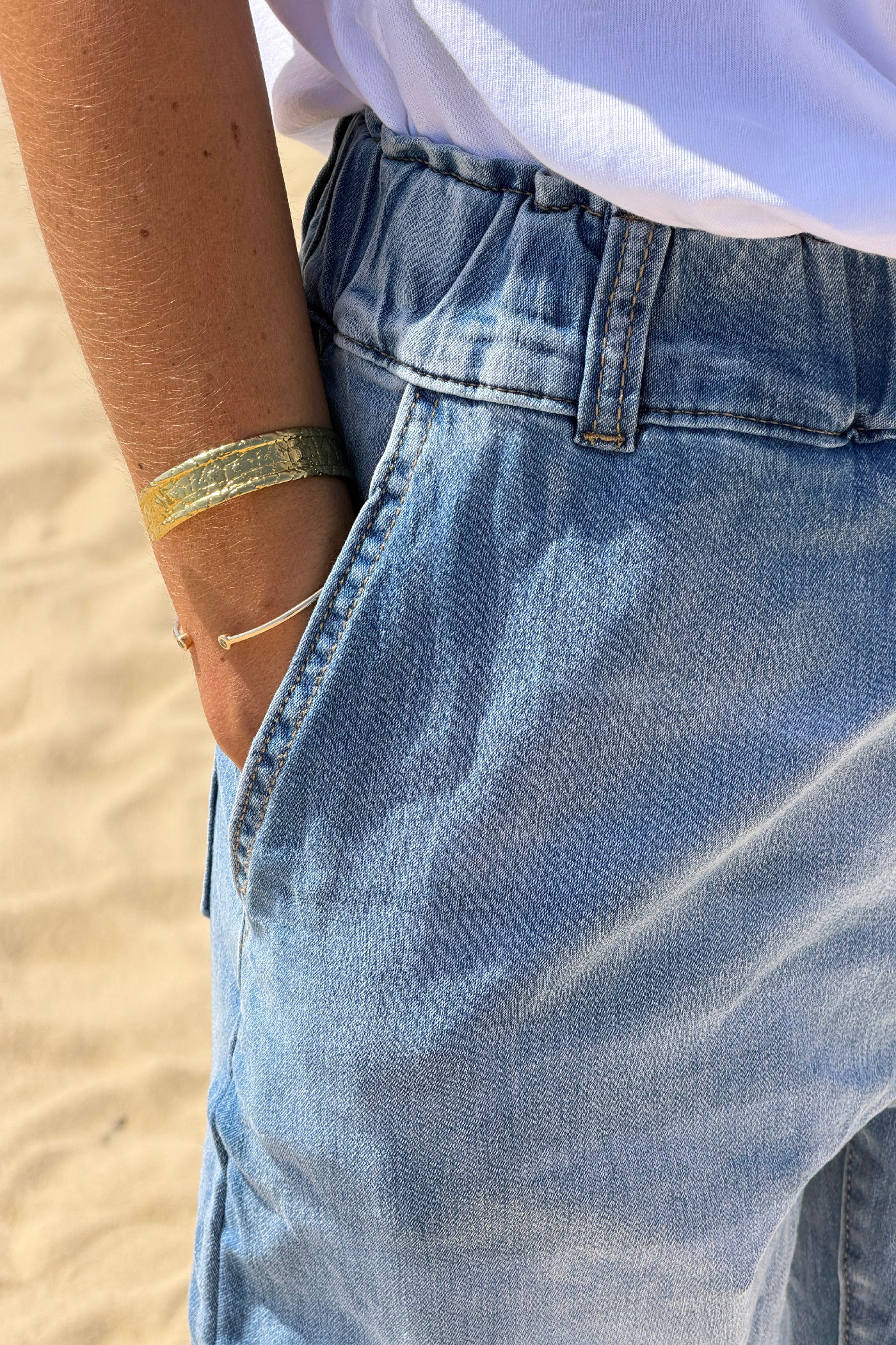 Chambray Deco Button Pull-On Vintage Jeans