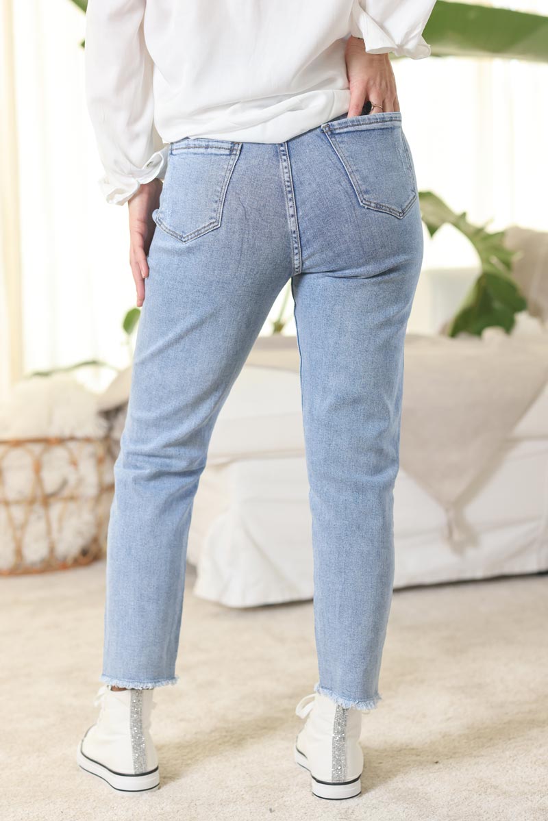 Jean delave clair dechire taille haute coupe mom g037 (1)