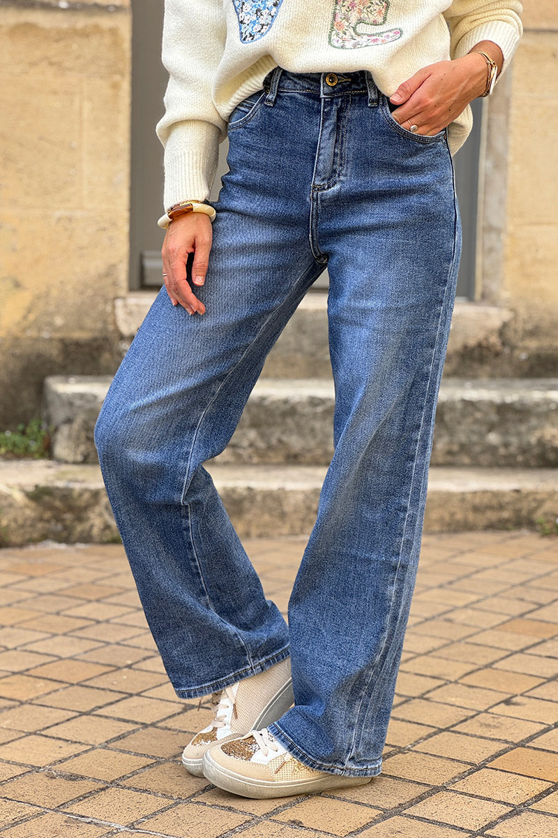 Medium Wash Wide-Leg Vintage Jeans
