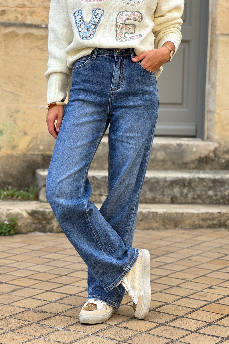 Medium Wash Wide-Leg Vintage Jeans