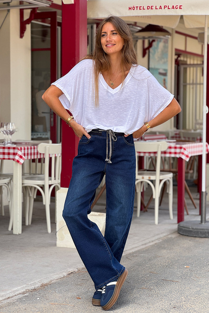 Dark Blue Jean Stretch Denim Jogger Jeans