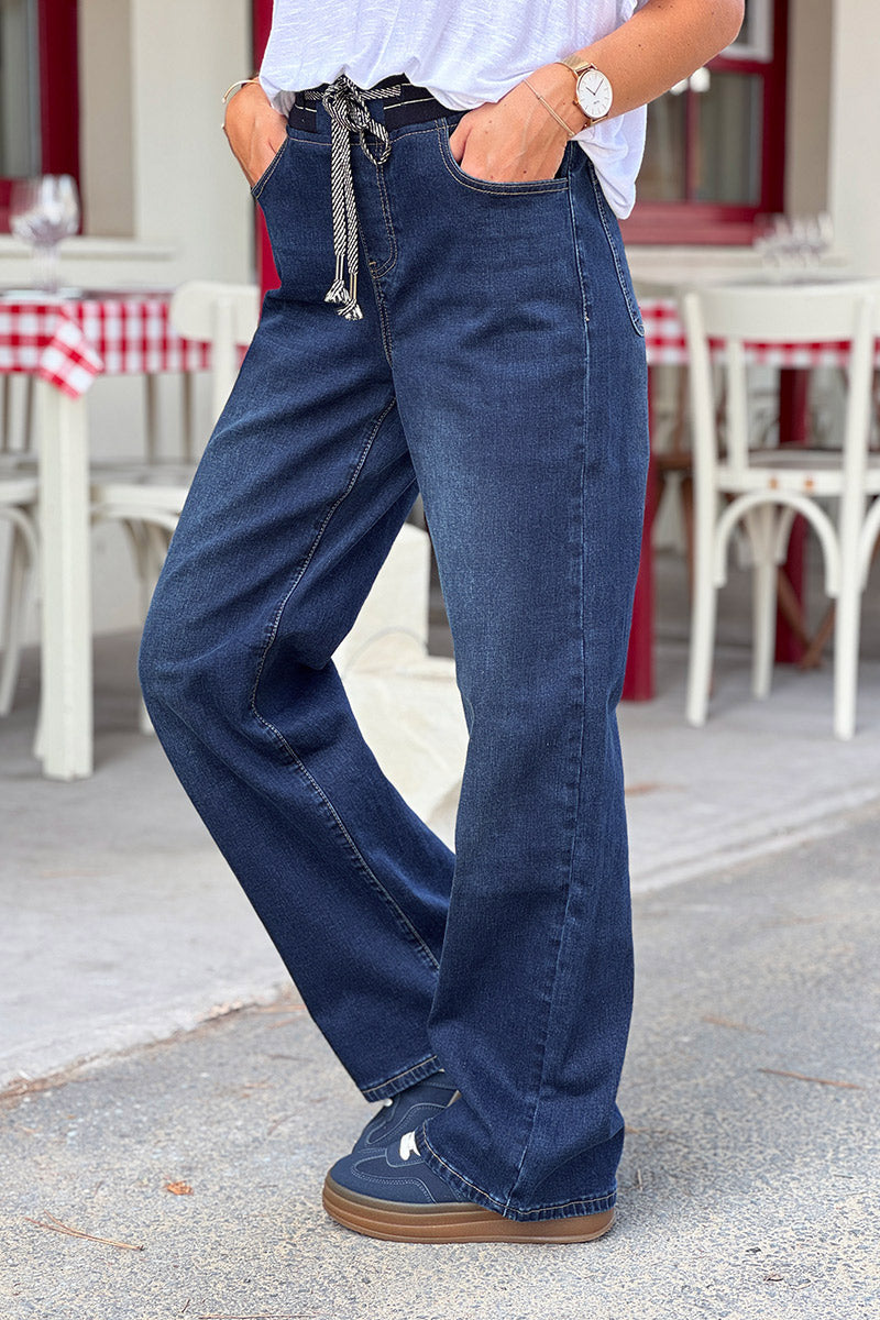 Dark Blue Jean Stretch Denim Jogger Jeans