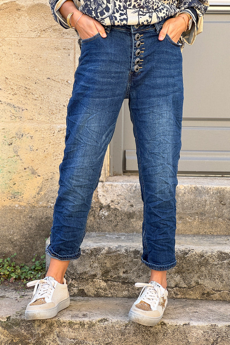 Medium Wash Antique Jewel Button-Fly Jeans