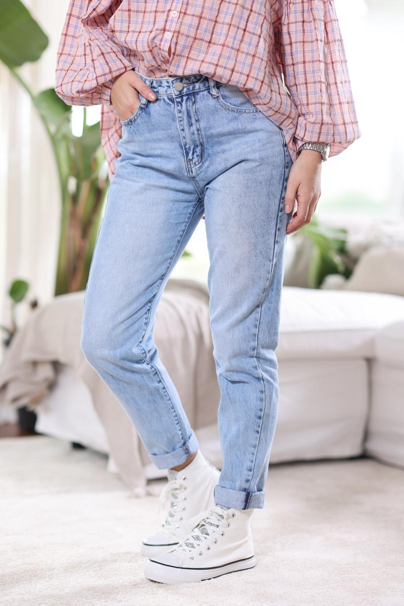 Mom jeans outlet taille haute