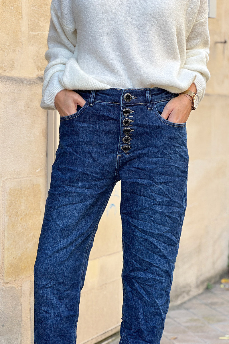Jean droit 6 boutons originaux cœurs