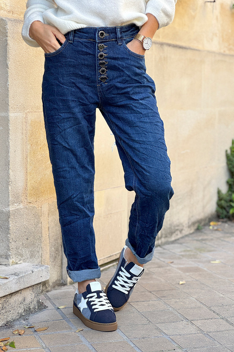 Jean droit 6 boutons originaux cœurs