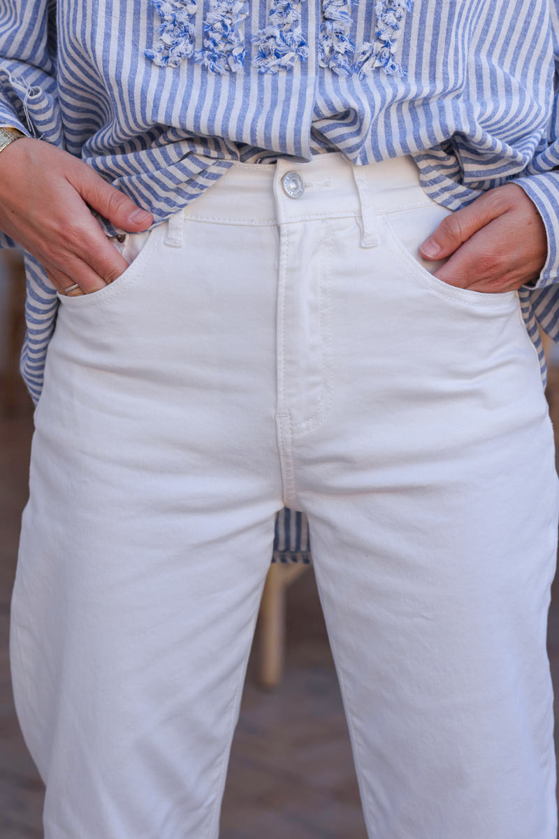 Off white straight cut stretch jeans