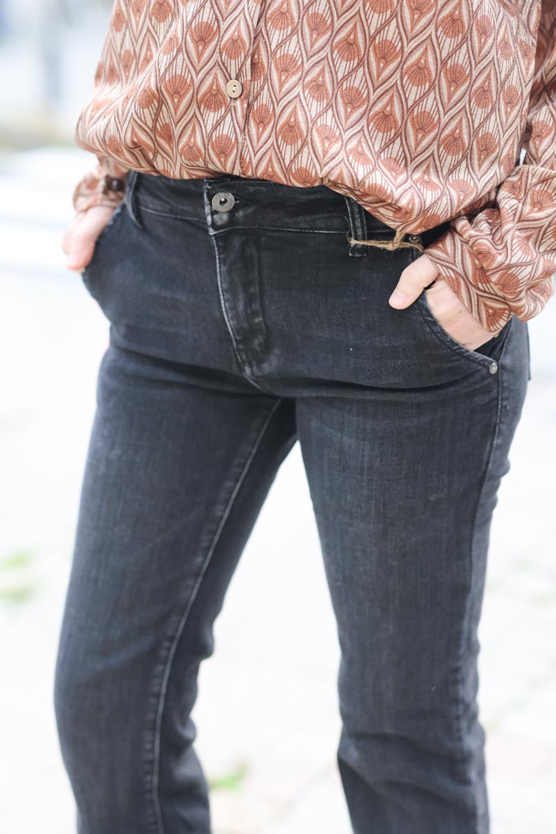Jean flare evase noir delave (1)