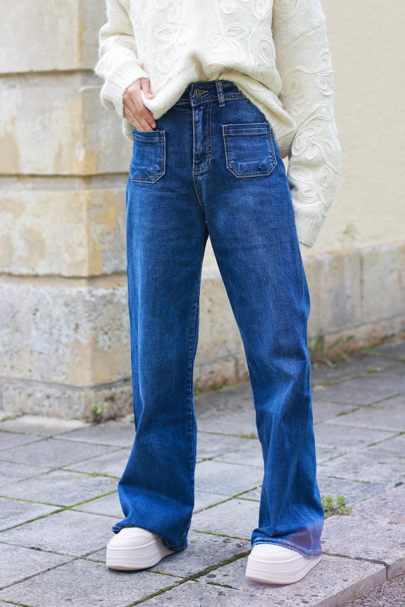 Carly Flared Patch Pocket Vintage Jeans
