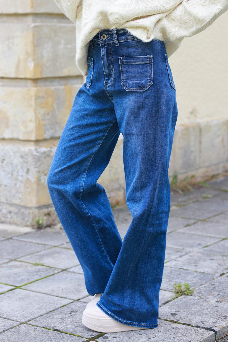 Carly Flared Patch Pocket Vintage Jeans