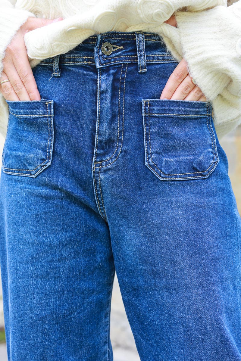 Carly Flared Patch Pocket Vintage Jeans