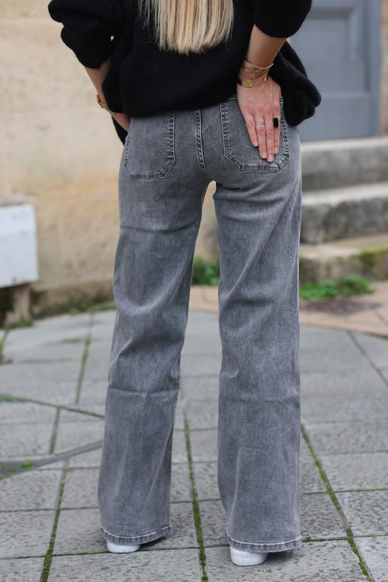 Jean large gris delave poches G254 (1)