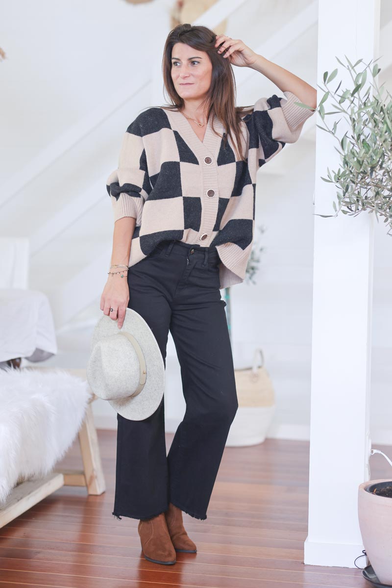 Jean noir large finitions franges e088 (1)