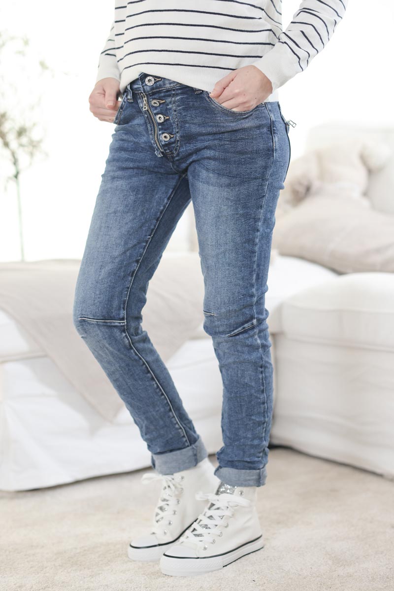 Jean slim delave boutons et zips g027 (1)