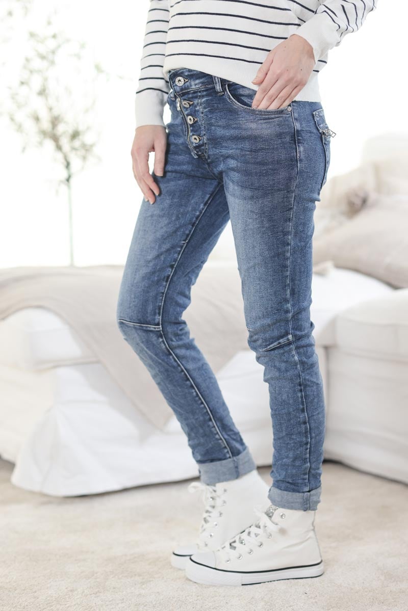 Jean slim delave boutons et zips g027 (1)