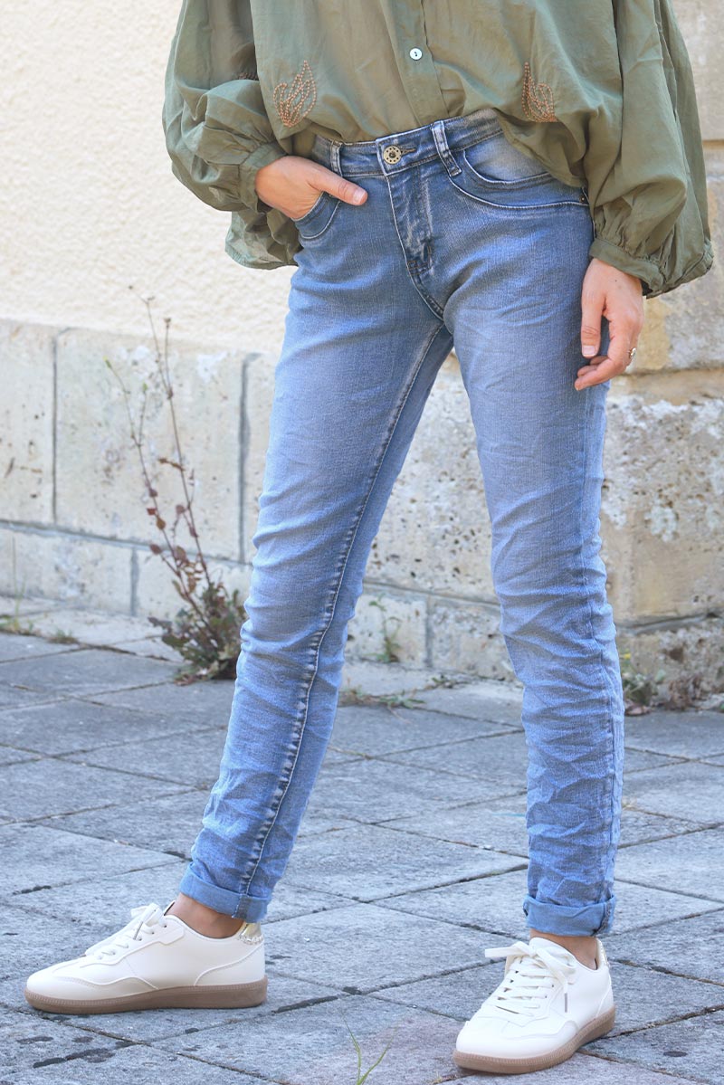 Jean slim stretch délavé clair