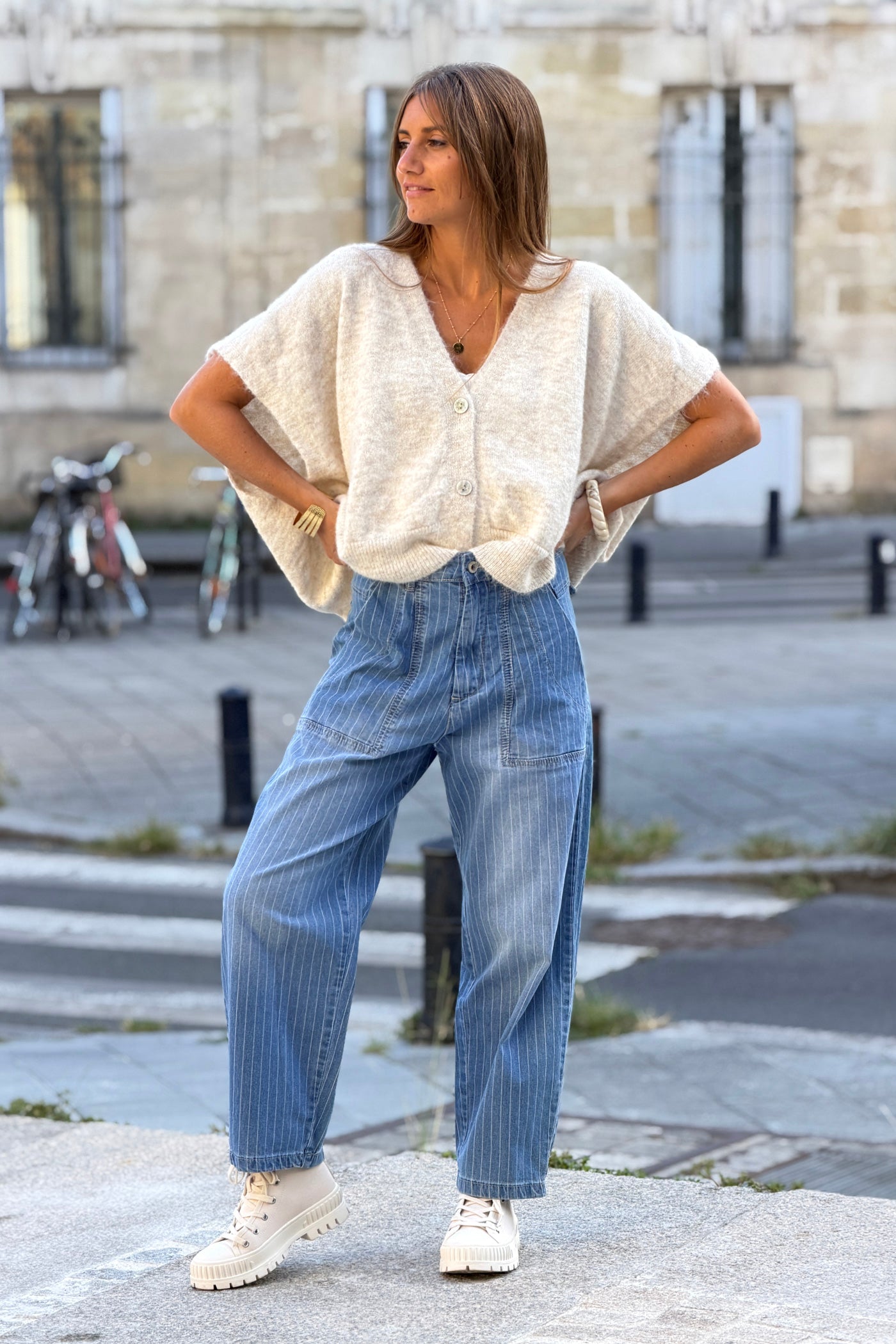 Chambray Pinstripe Conductor Jeans