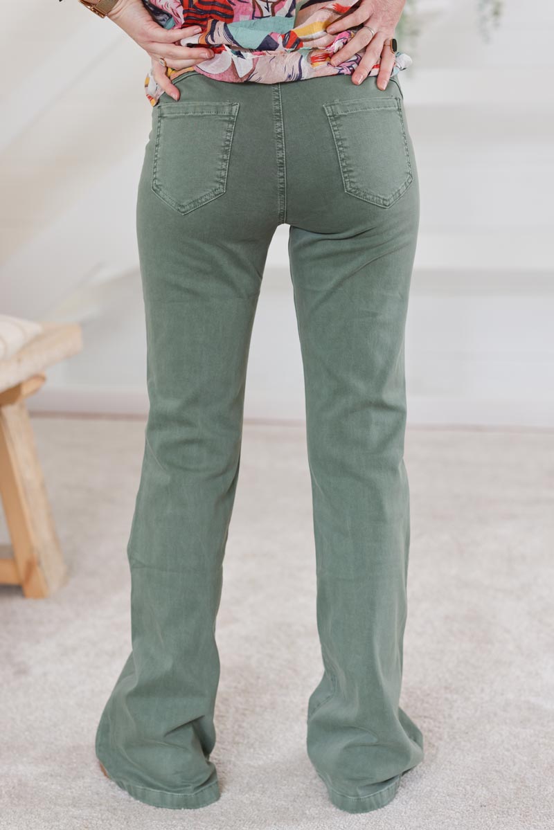 Jean stretch patte d'eph vert celadon H026 (1)