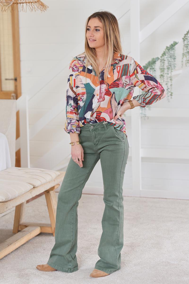 Jean stretch patte d'eph vert celadon H026 (1)