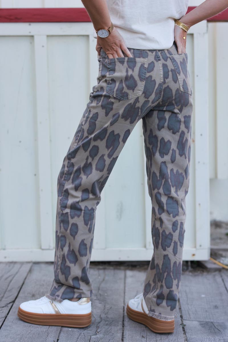 Taupe Leopard Print Jeans