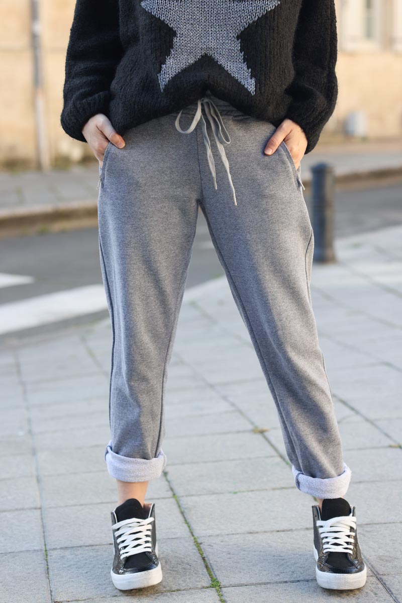Jogging confort gris chine poches zipees g260 (1)