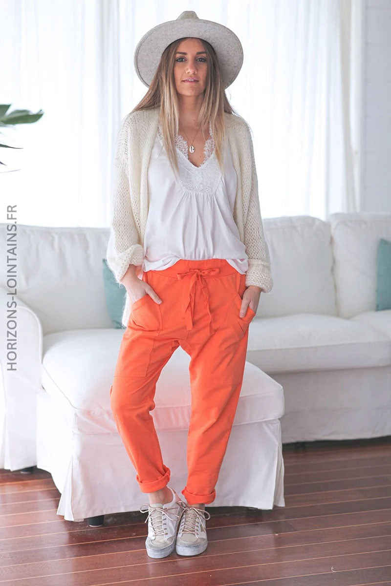 Pantalon de jogging orange urbain à poches
