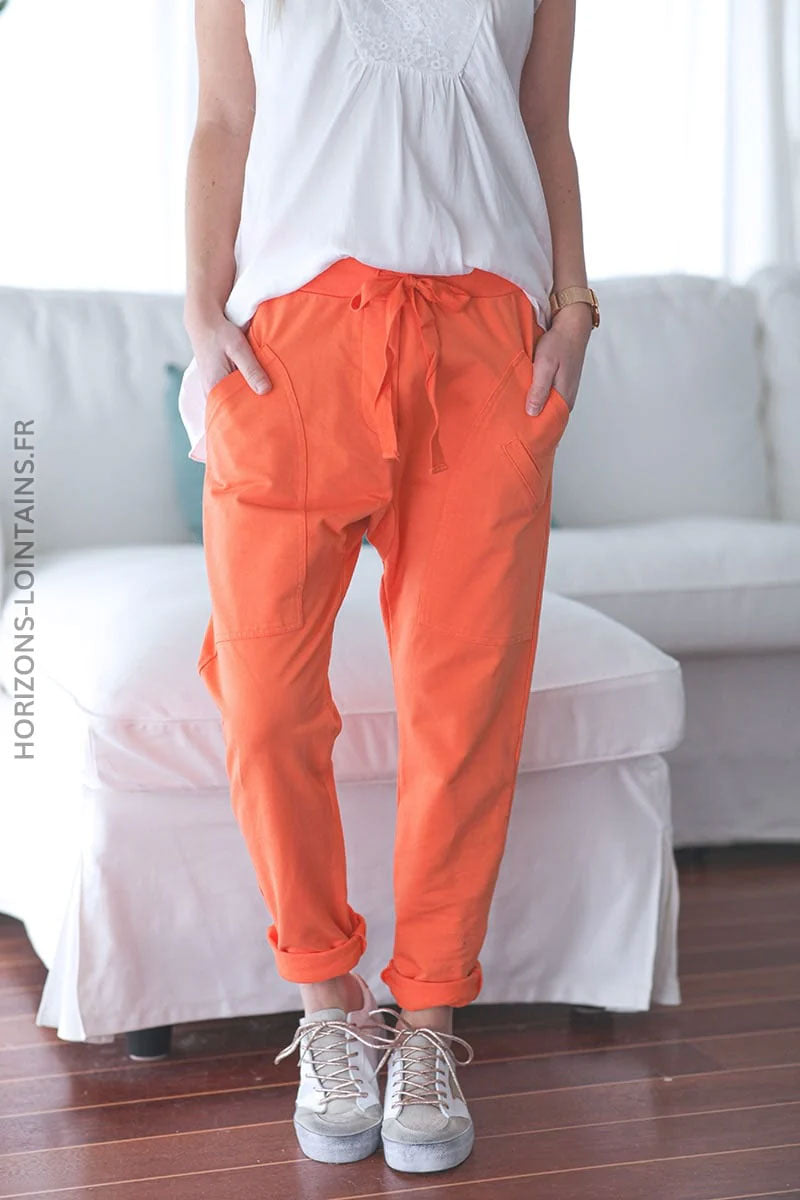 Pantalon de jogging orange urbain à poches