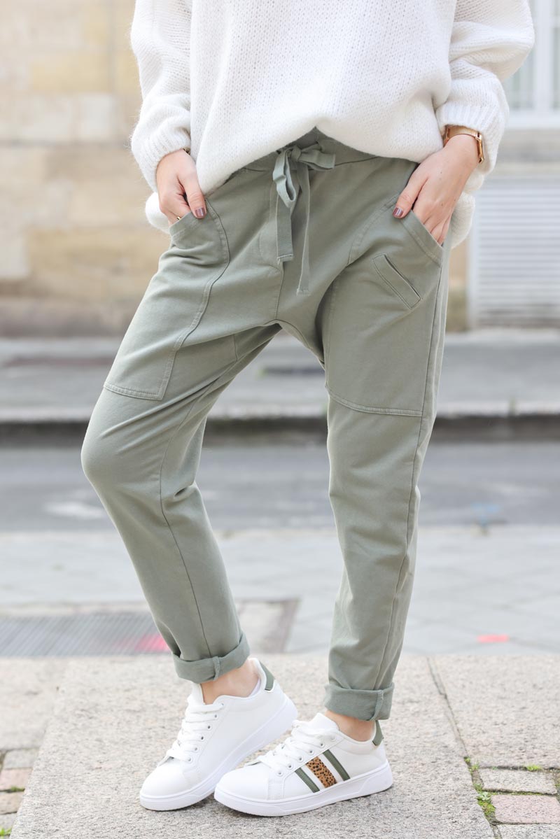 Pantalon de jogging urbain kaki à poches